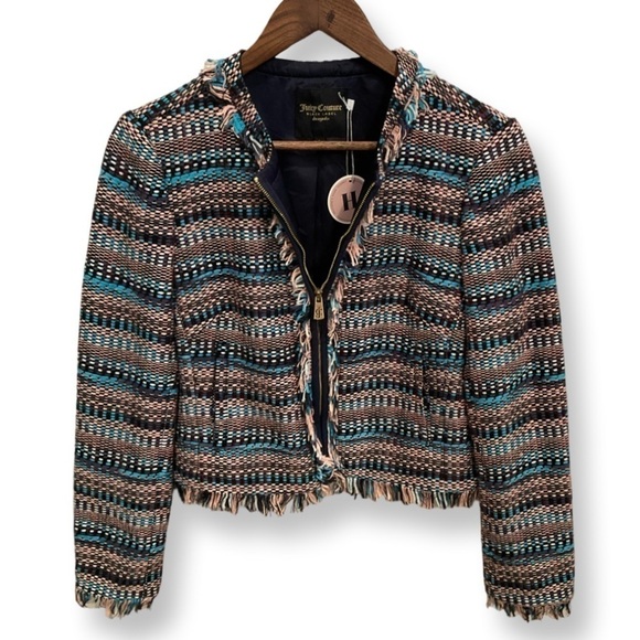 Juicy Couture Black Label fun colorful zip up blazer. Fully lined - Picture 1 of 12